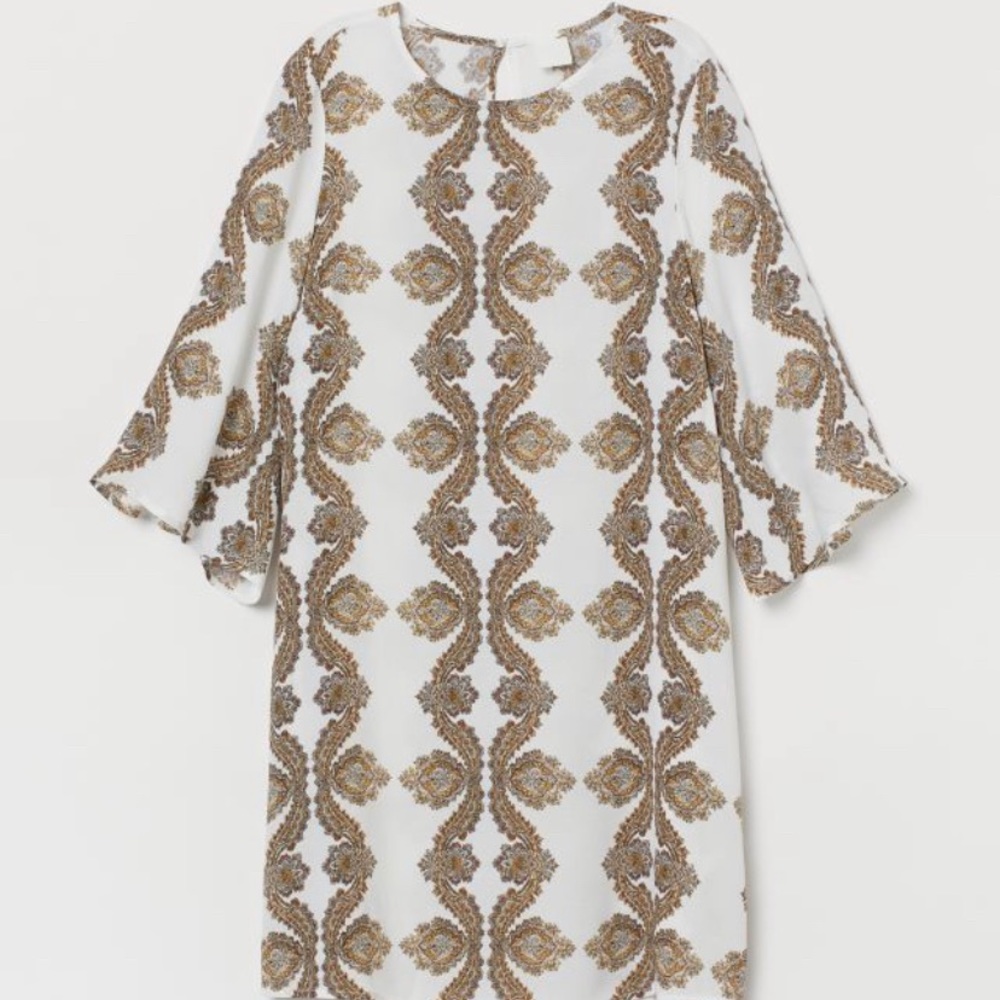 NWT H & M Short White Paisley Dress